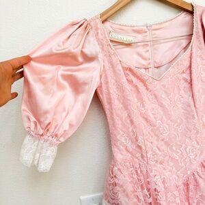 Gunne Sax Vintage 80’s Princess Ball Gown Prom Dress Pink Lace